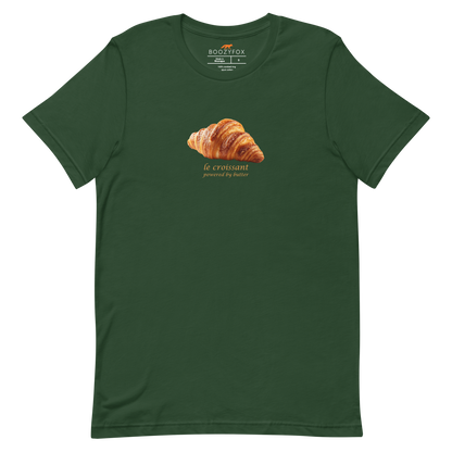 Funny Le Croissant lightweight graphic tee in forest green by Boozy Fox