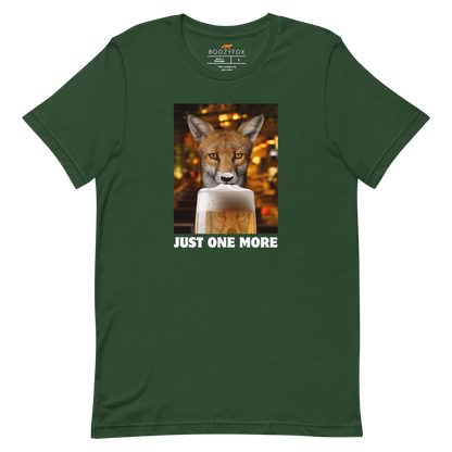 Funny Just One More Fox beer lightweight graphic t-shirt in forest green by Boozy Fox