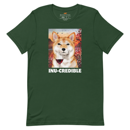 Funny Shiba Inu lightweight graphic tee in forest green by Boozy Fox