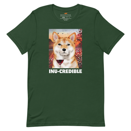 Funny Shiba Inu lightweight graphic tee in forest green by Boozy Fox