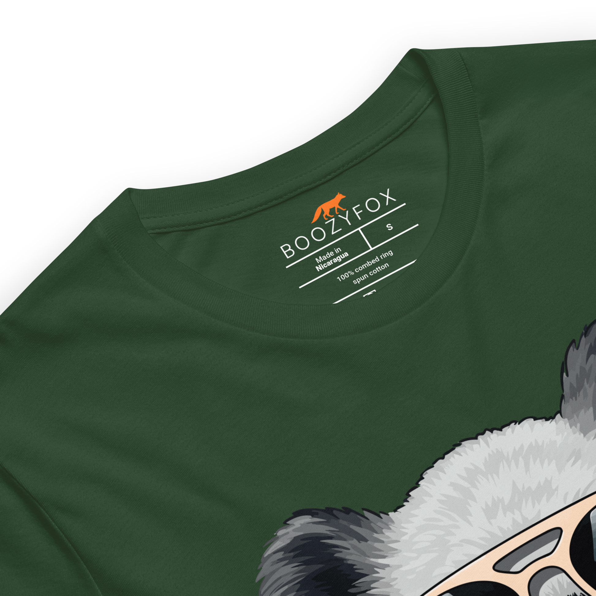 Product details of a Forest Green Premium Koala Tee featuring an adorable Koalafied To Party graphic on the chest - Funny Graphic Koala Tees - Boozy Fox