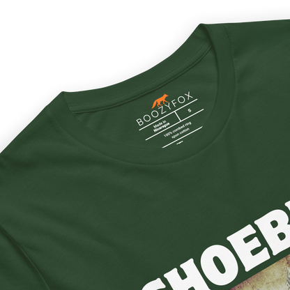 Product details of a Forest Green Premium Shoebill Tee featuring cool Shoebill graphic on the chest - Artsy/Funny Graphic Shoebill Stork Tees - Boozy Fox