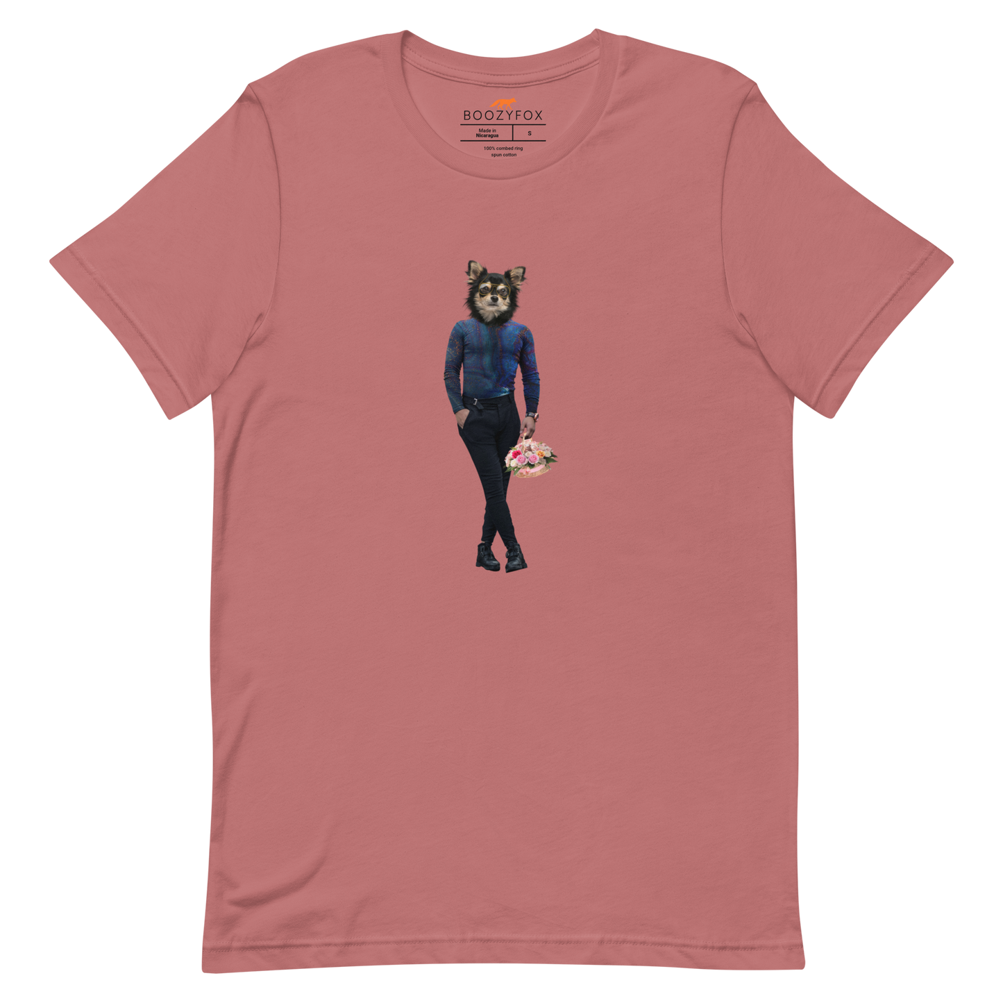 Mauve Premium Dog T-Shirt featuring an Anthropomorphic Dog graphic on the chest - Funny Graphic Dog Tees - Boozy Fox