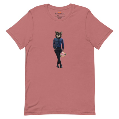 Mauve Premium Dog T-Shirt featuring an Anthropomorphic Dog graphic on the chest - Funny Graphic Dog Tees - Boozy Fox