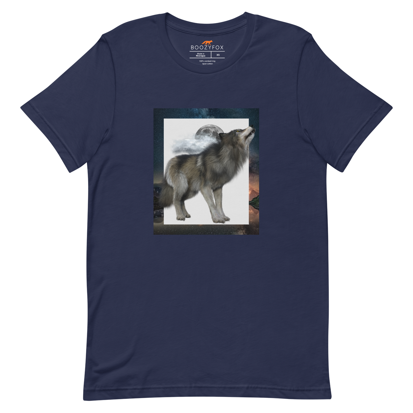 Navy Wolf Premium T-Shirt - Wolf Graphic T-Shirts - Boozy Fox