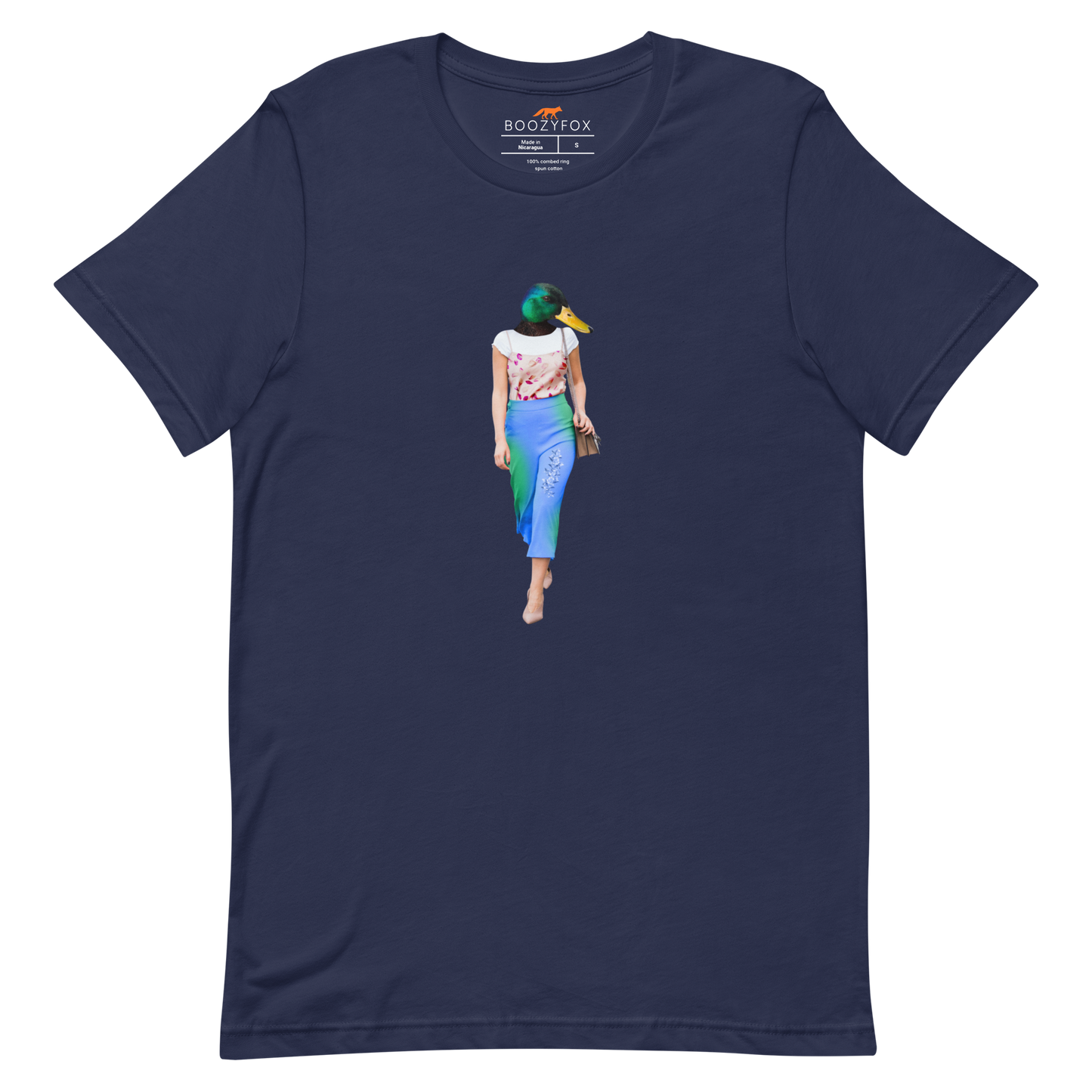 Anthropomorphic Duck Tee Online - Navy - Boozy Fox