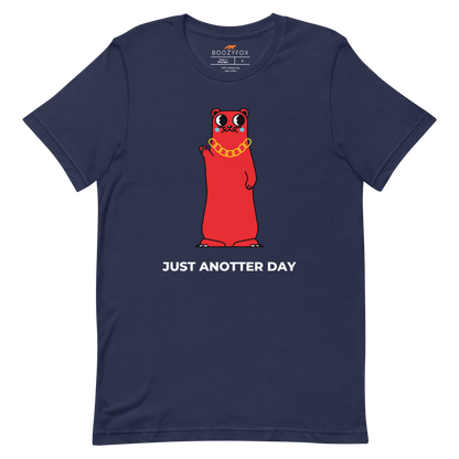 Navy Premium Otter T-Shirt featuring a Just Anotter Day graphic on the chest - Funny Graphic Otter Tees - Boozy Fox