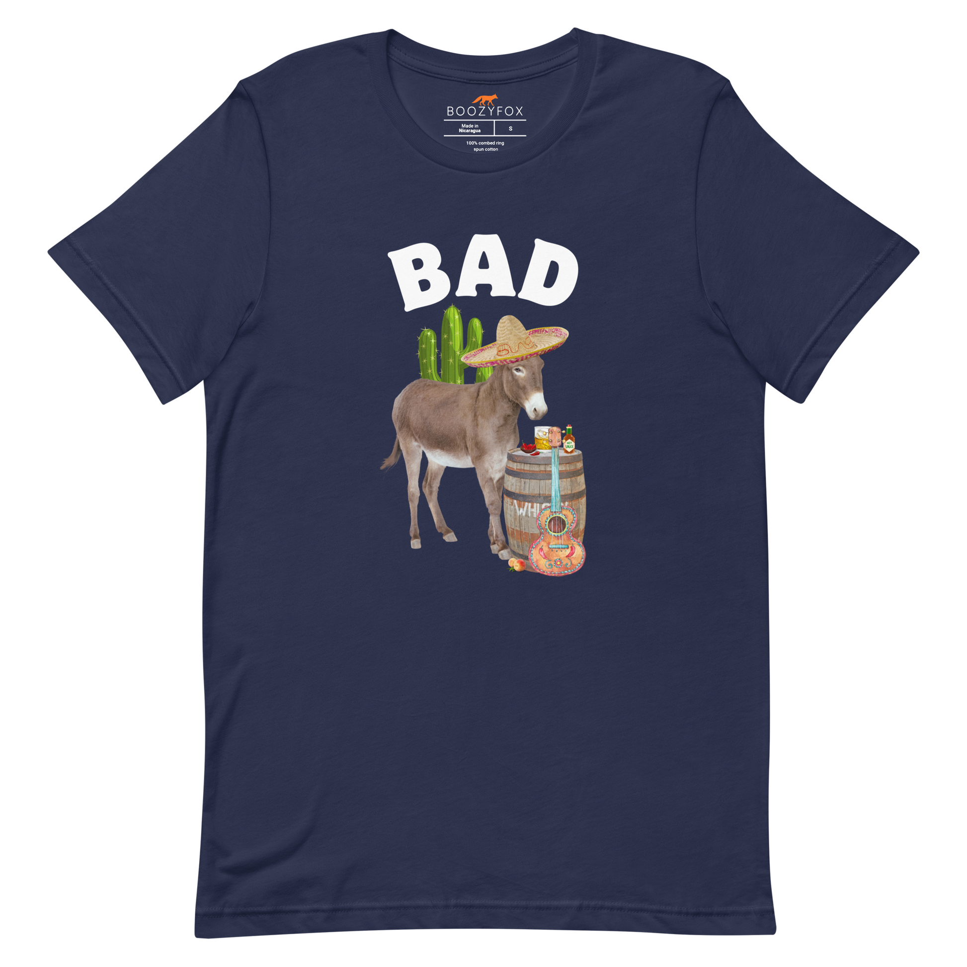Navy Premium Donkey Tee featuring a Funny Bad Ass Donkey graphic on the chest - Funny Graphic Bad Ass Donkey Tees - Boozy Fox