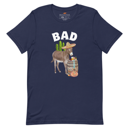 Navy Premium Donkey Tee featuring a Funny Bad Ass Donkey graphic on the chest - Funny Graphic Bad Ass Donkey Tees - Boozy Fox