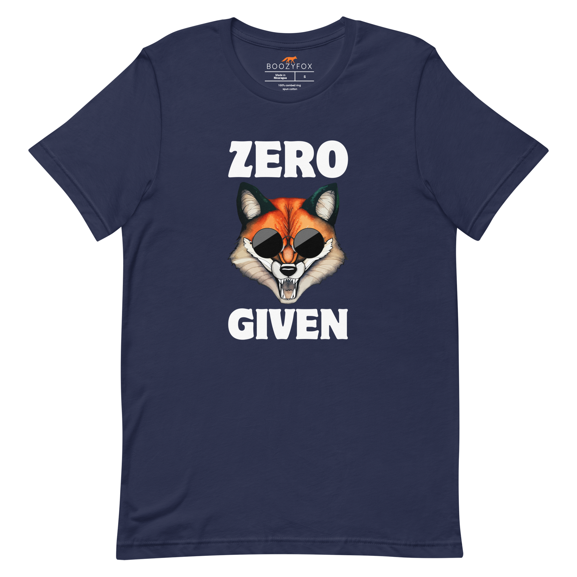 Navy Premium Fox Tee featuring a Zero Fox Given graphic on the chest - Funny Graphic Fox Tees - Boozy Fox
