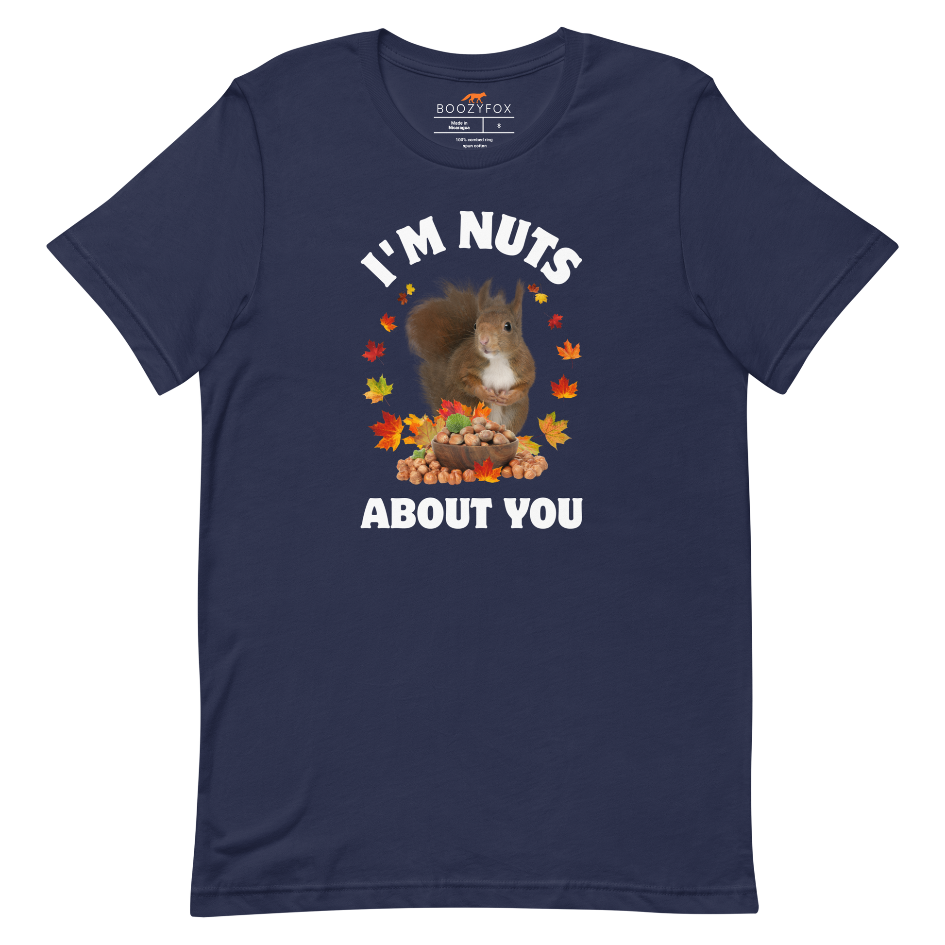 I’m Nuts About You Squirrel Tee Online - Navy - Boozy Fox