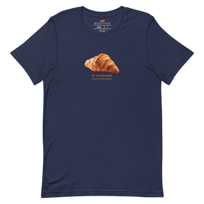 Funny Le Croissant lightweight graphic tee in navy by Boozy Fox