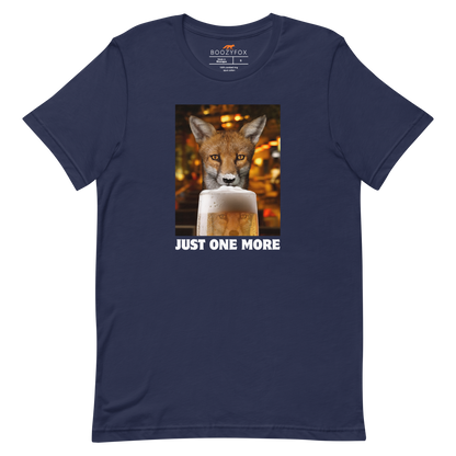 Funny Just One More Fox beer lightweight graphic t-shirt in navy by Boozy Fox