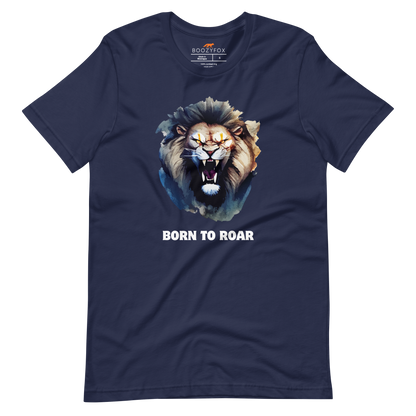 Funny Born to Roar Lion lightweight graphic tee in navy by Boozy Fox