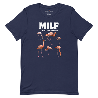 Funny Man I Love Flamingos lightweight graphic tee in navy by Boozy Fox
