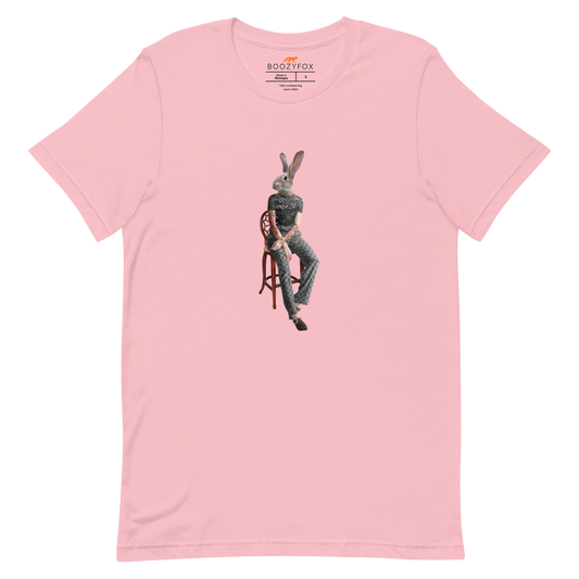 Pink Premium Rabbit T-Shirt featuring an Anthropomorphic Rabbit graphic on the chest - Funny Graphic Rabbit Tees - Boozy Fox