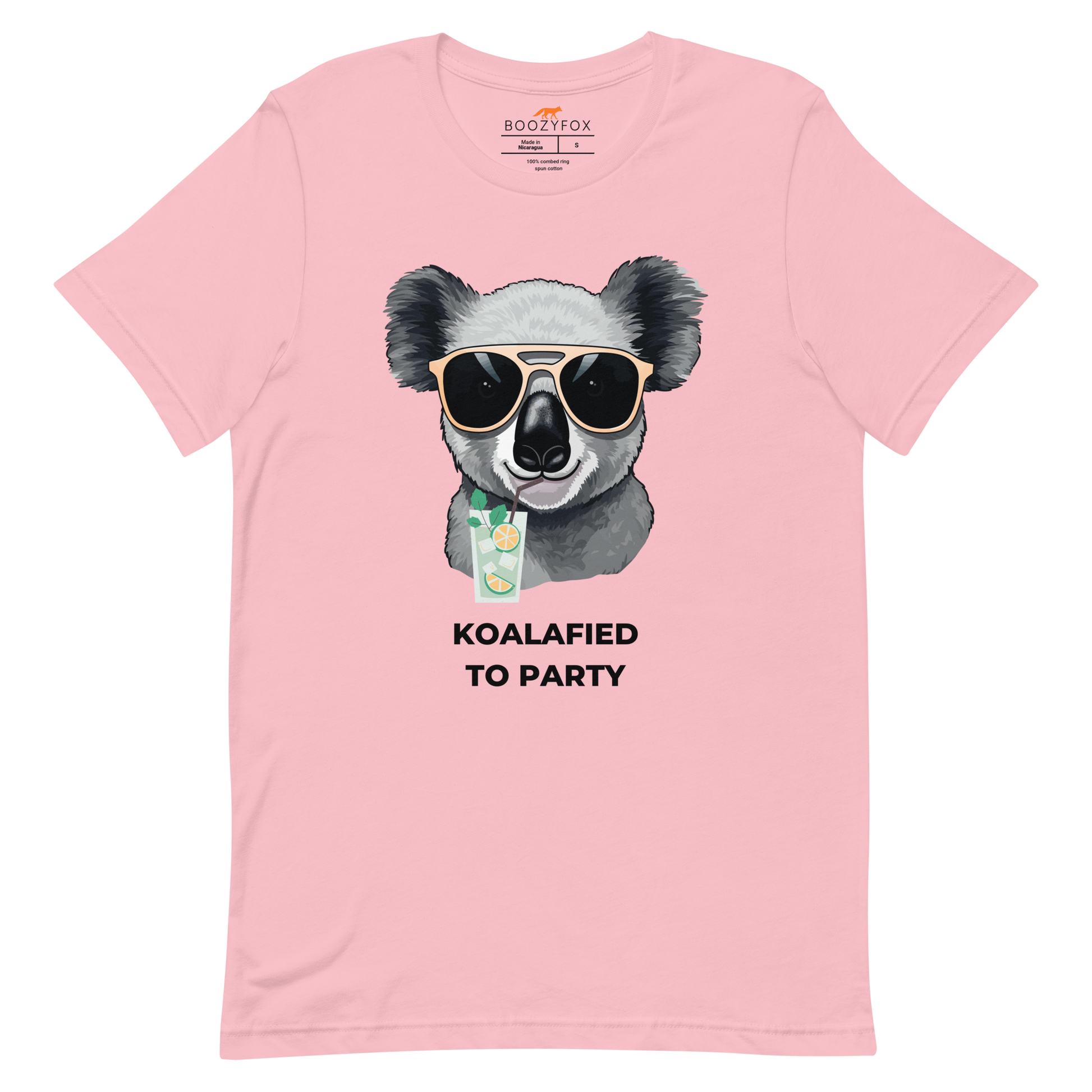 Light Pink Premium Koala Tee featuring an adorable Koalafied To Party graphic on the chest - Funny Graphic Koala Tees - Boozy Fox