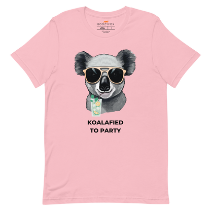 Light Pink Premium Koala Tee featuring an adorable Koalafied To Party graphic on the chest - Funny Graphic Koala Tees - Boozy Fox