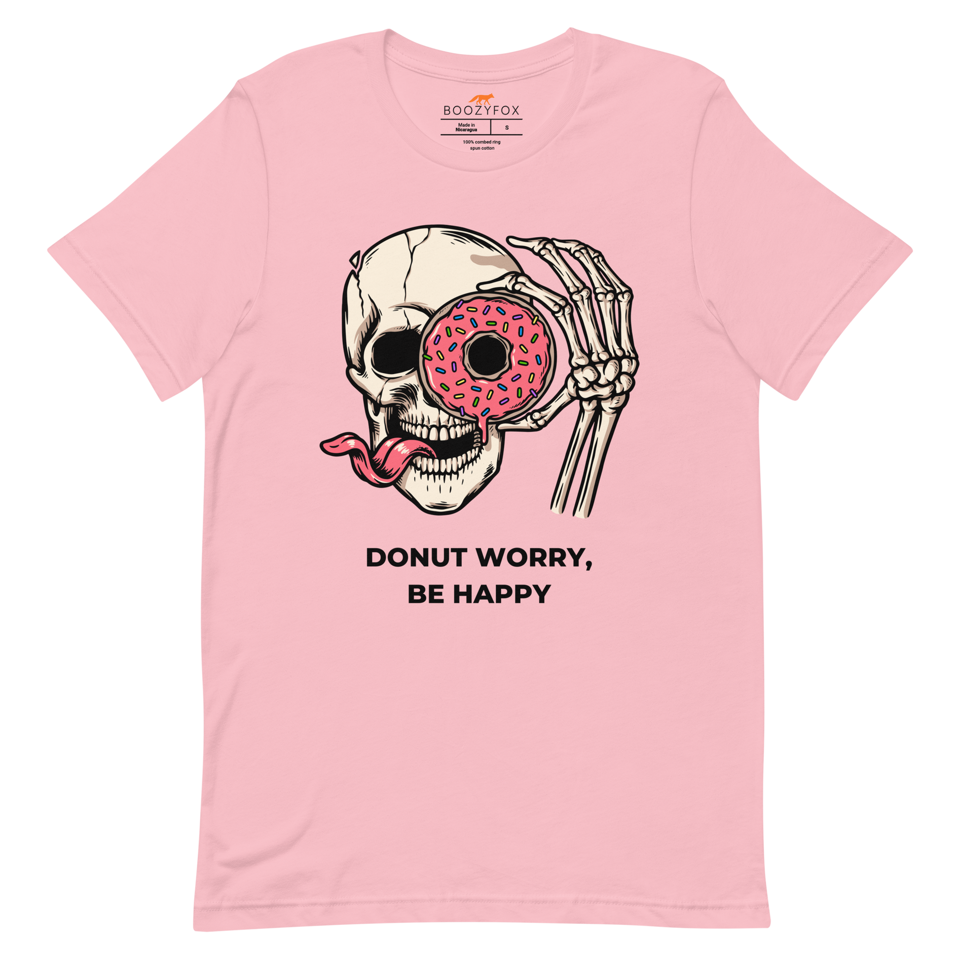 Donut Worry Be Happy Tee Online - Pink - Boozy Fox