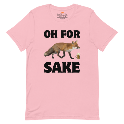 Pink Premium Fox T-Shirt featuring a Oh For Fox Sake graphic on the chest - Funny Graphic Fox Tees - Boozy Fox