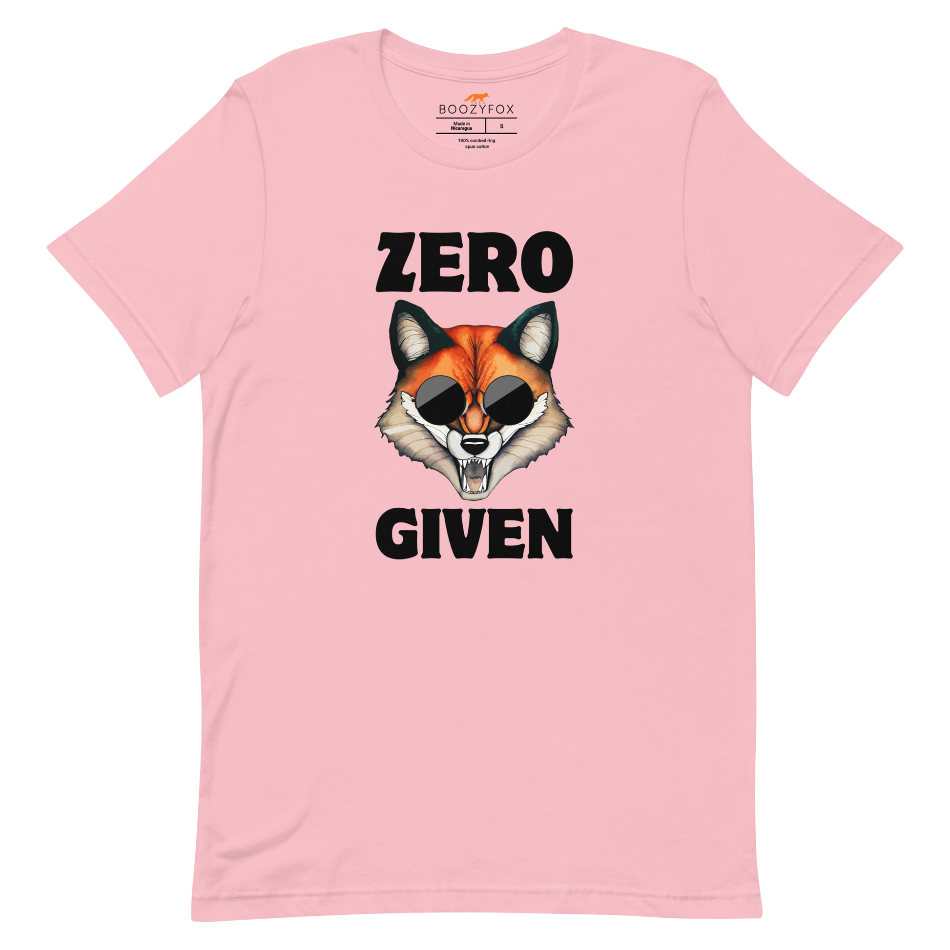 Pink Premium Fox Tee featuring a Zero Fox Given graphic on the chest - Funny Graphic Fox Tees - Boozy Fox
