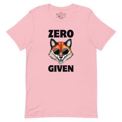 Pink Premium Fox Tee featuring a Zero Fox Given graphic on the chest - Funny Graphic Fox Tees - Boozy Fox