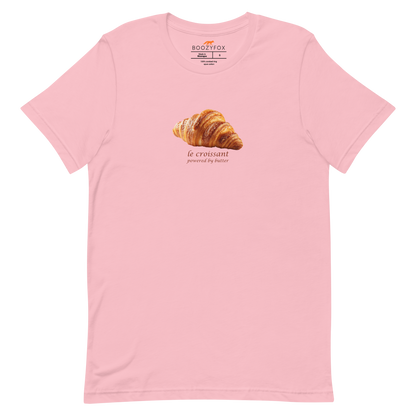 Funny Le Croissant lightweight graphic tee in pink by Boozy Fox