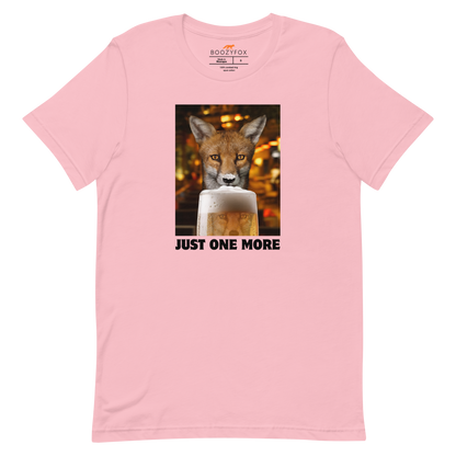 Funny Just One More Fox beer lightweight graphic t-shirt in pink by Boozy Fox
