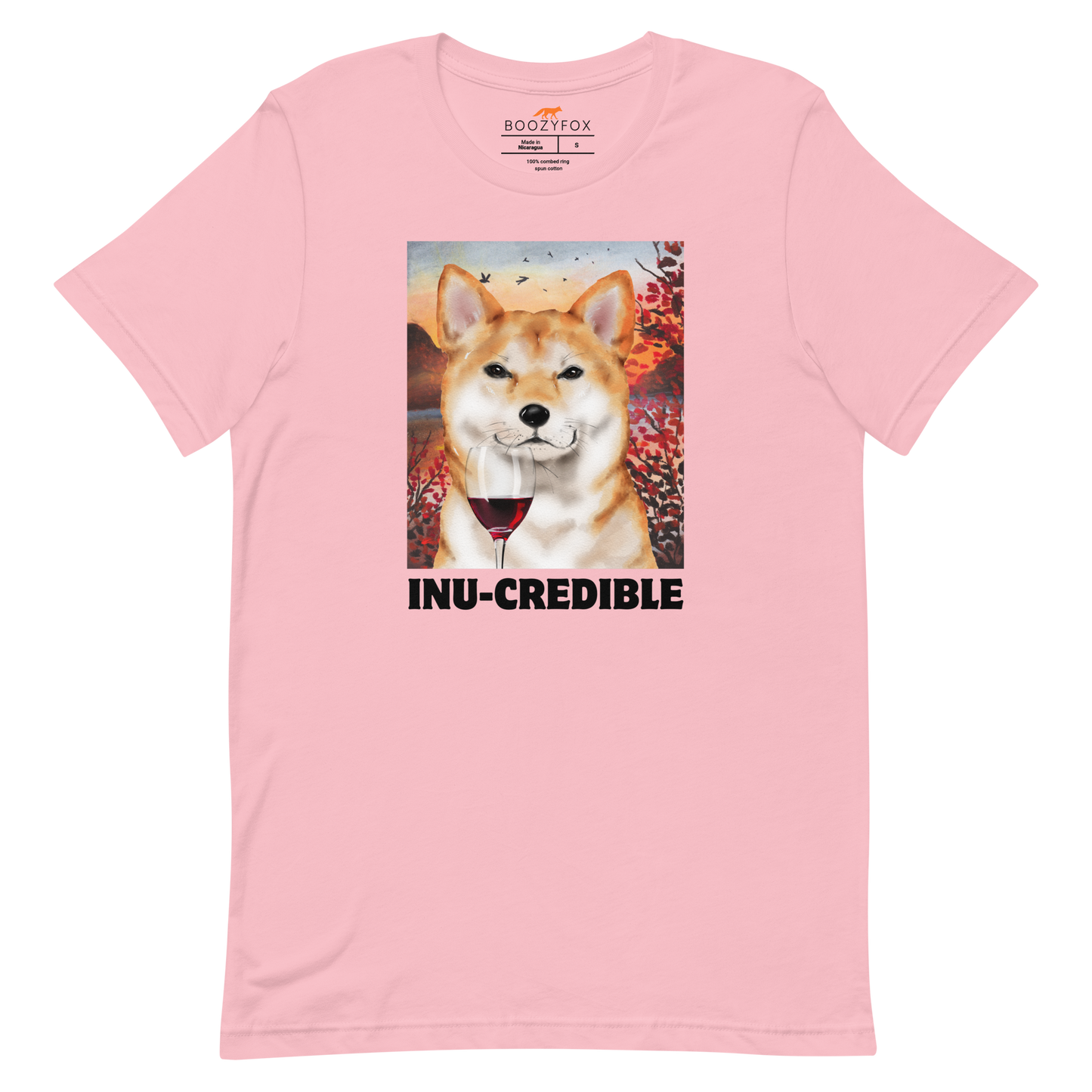 Funny Shiba Inu lightweight graphic tee in pink by Boozy Fox