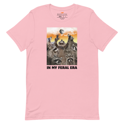 Funny In My Feral Era Raccoon lightweight graphic t-shirt in pink by Boozy Fox