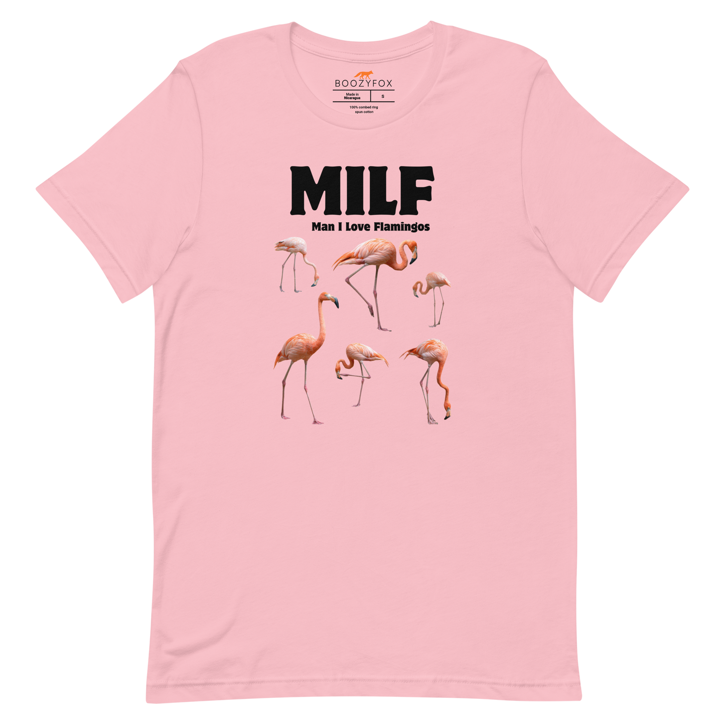 Funny Man I Love Flamingos lightweight graphic tee in pink by Boozy Fox