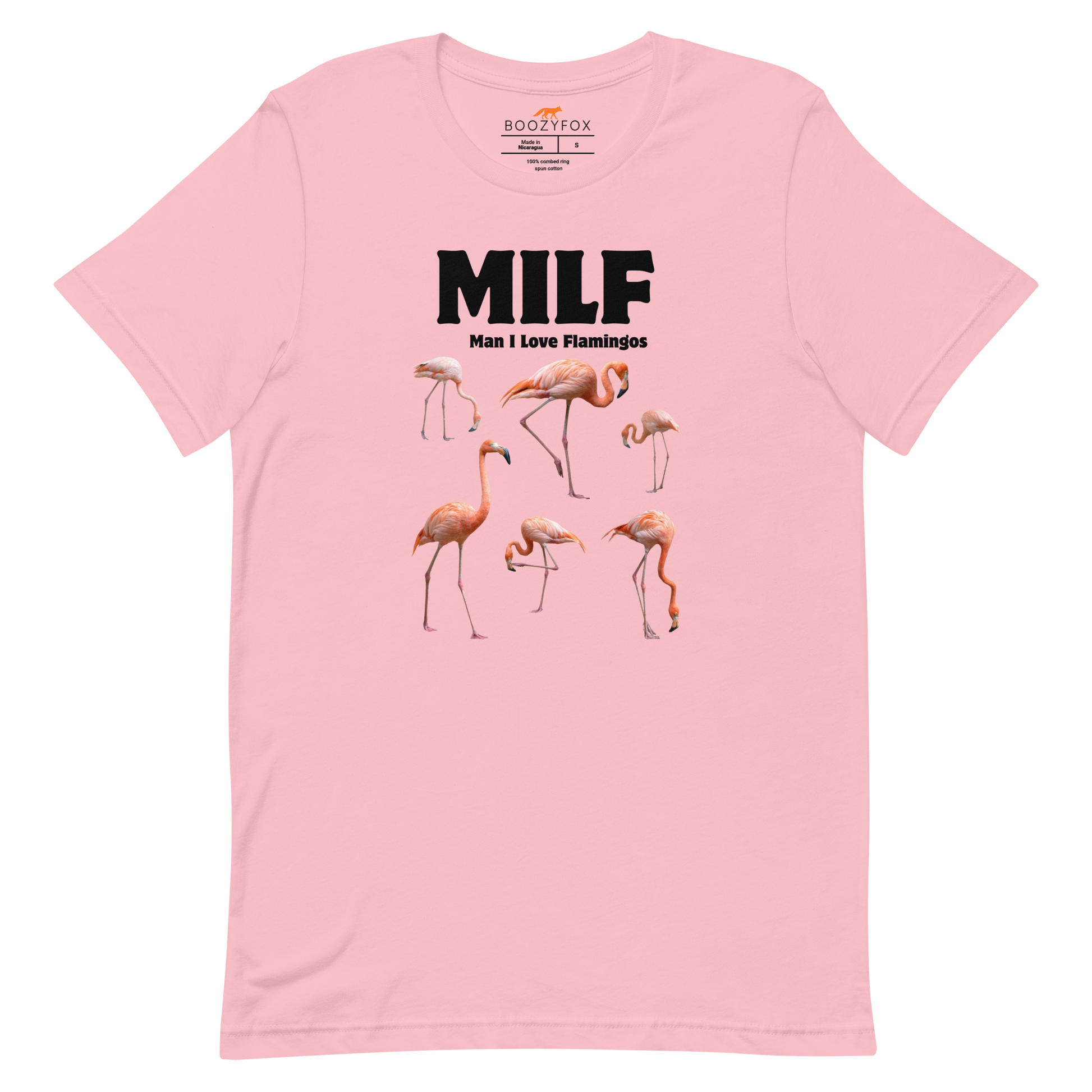 Funny Man I Love Flamingos lightweight graphic tee in pink by Boozy Fox