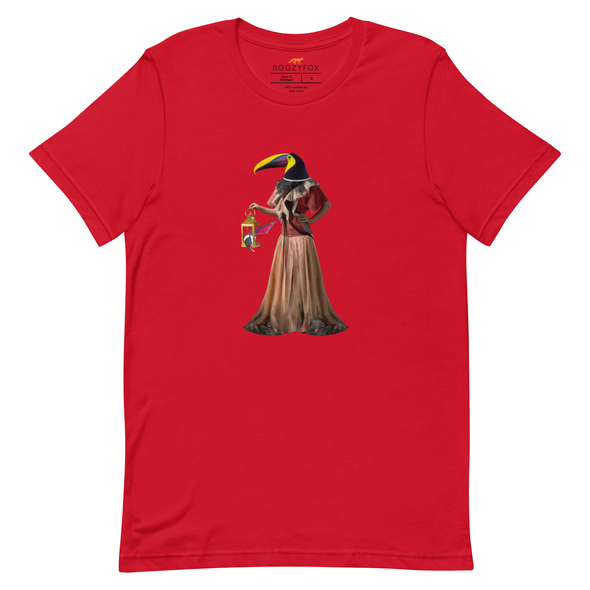 Red Premium Toucan T-Shirt featuring an Anthropomorphic Toucan graphic on the chest - Funny Graphic Toucan Tees - Boozy Fox