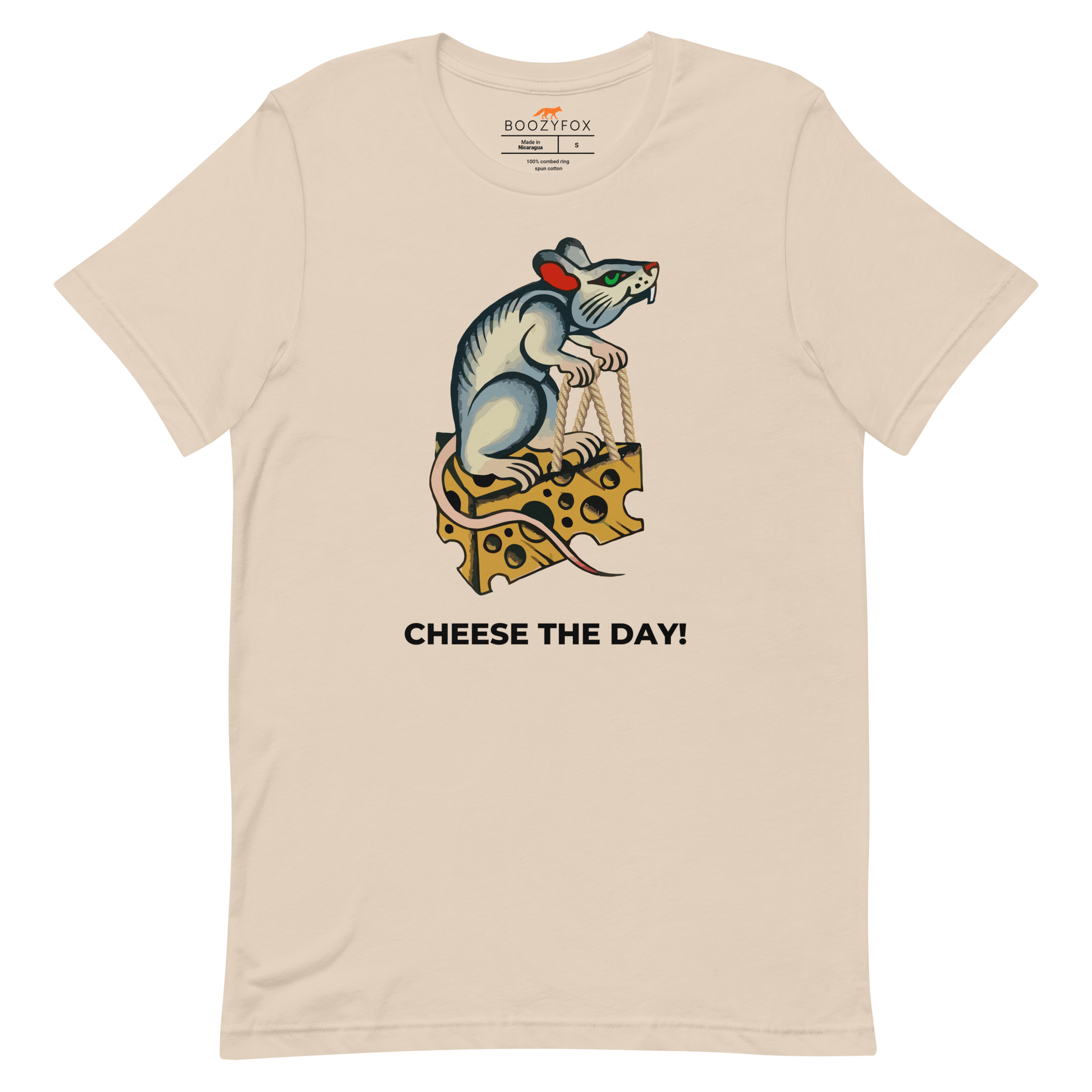 Soft Cream Premium Rat T-Shirt featuring a hilarious Cheese The Day graphic on the chest - Funny Graphic Rat Tees - Boozy Fox