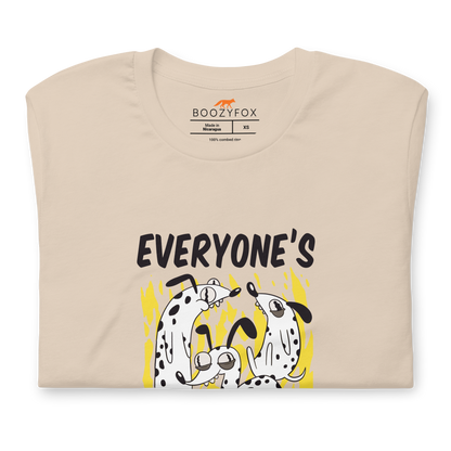 Front details of a Soft Cream Premium Dog T-Shirt featuring a Everyone's A Little Crazy graphic on the chest - Funny Graphic Dog Tees - Boozy Fox