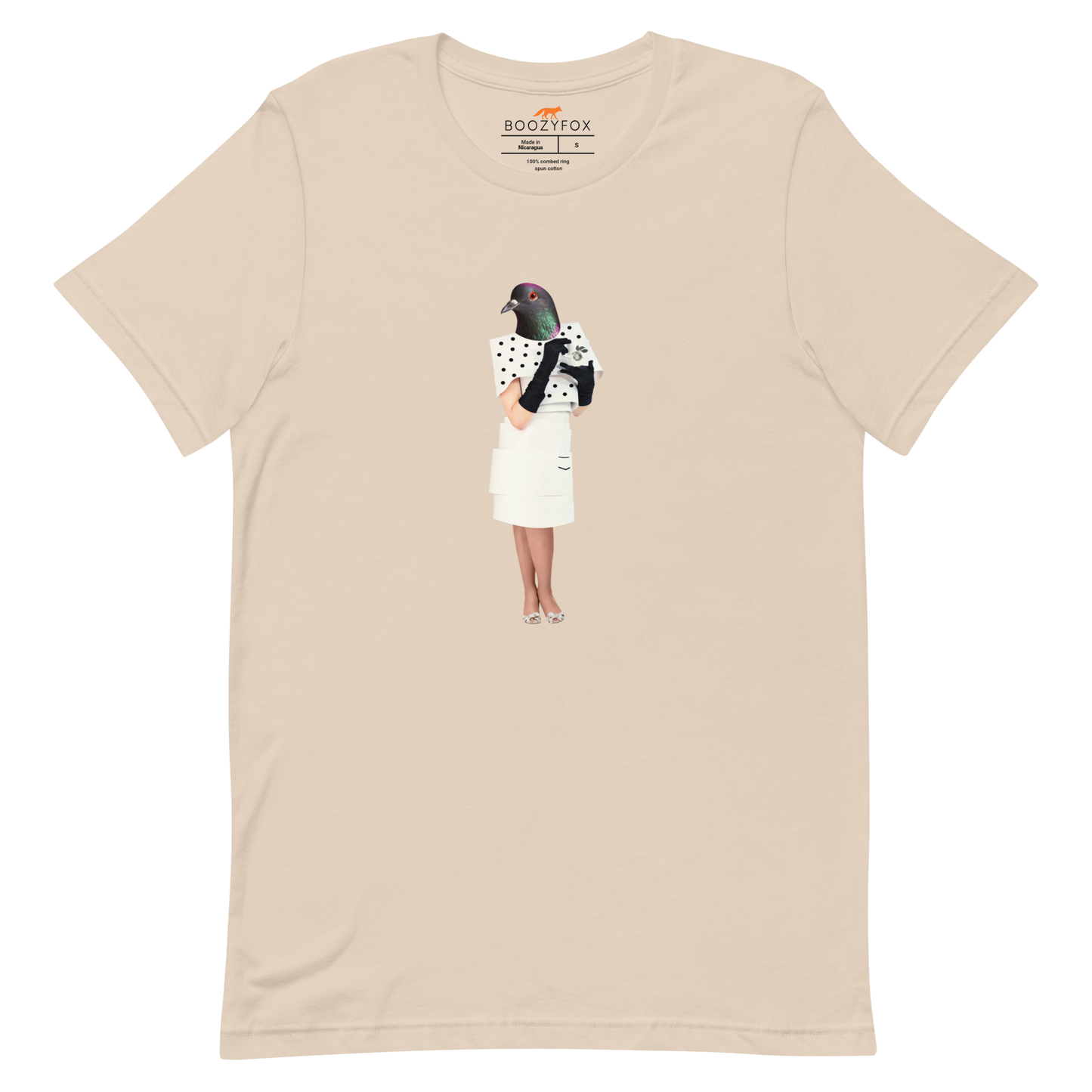 Anthropomorphic Pigeon Tee Online - Soft Cream - Boozy Fox