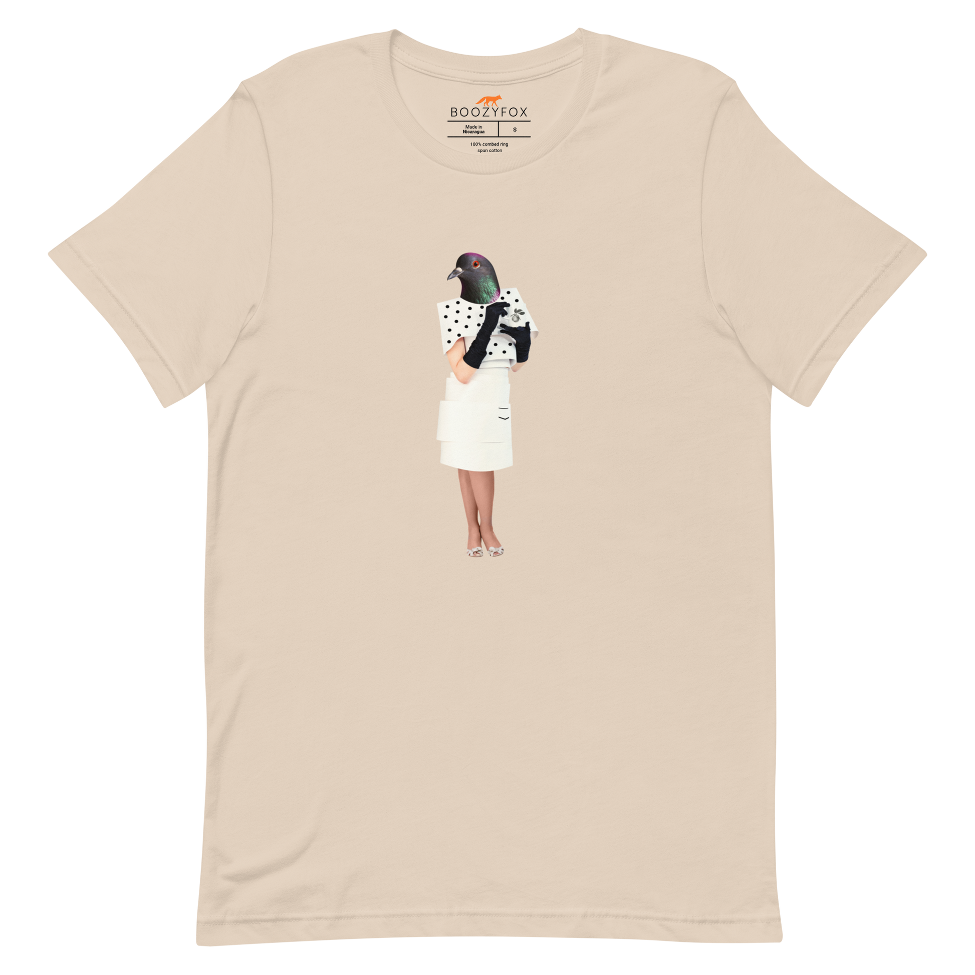 Anthropomorphic Pigeon Tee Online - Soft Cream - Boozy Fox