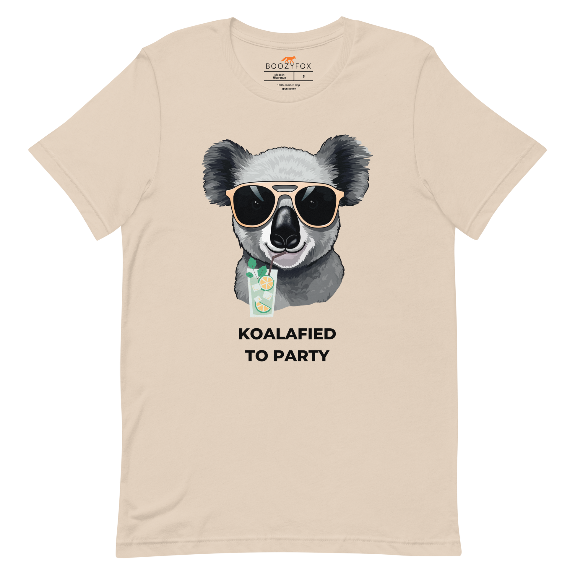 Soft Cream Premium Koala Tee featuring an adorable Koalafied To Party graphic on the chest - Funny Graphic Koala Tees - Boozy Fox