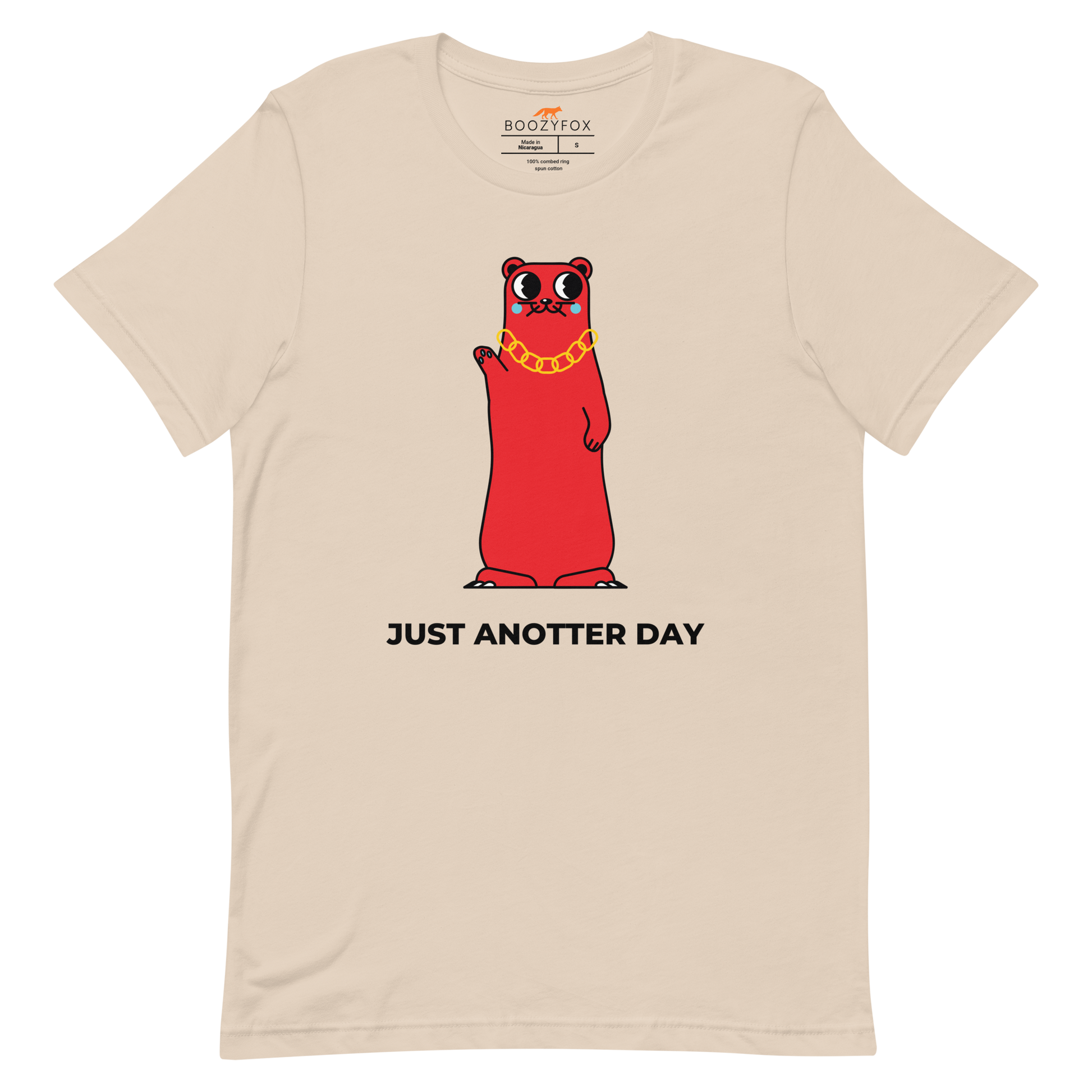 Soft Cream Premium Otter T-Shirt featuring a Just Anotter Day graphic on the chest - Funny Graphic Otter Tees - Boozy Fox