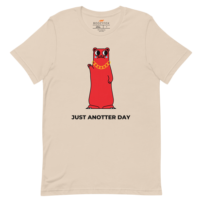 Soft Cream Premium Otter T-Shirt featuring a Just Anotter Day graphic on the chest - Funny Graphic Otter Tees - Boozy Fox