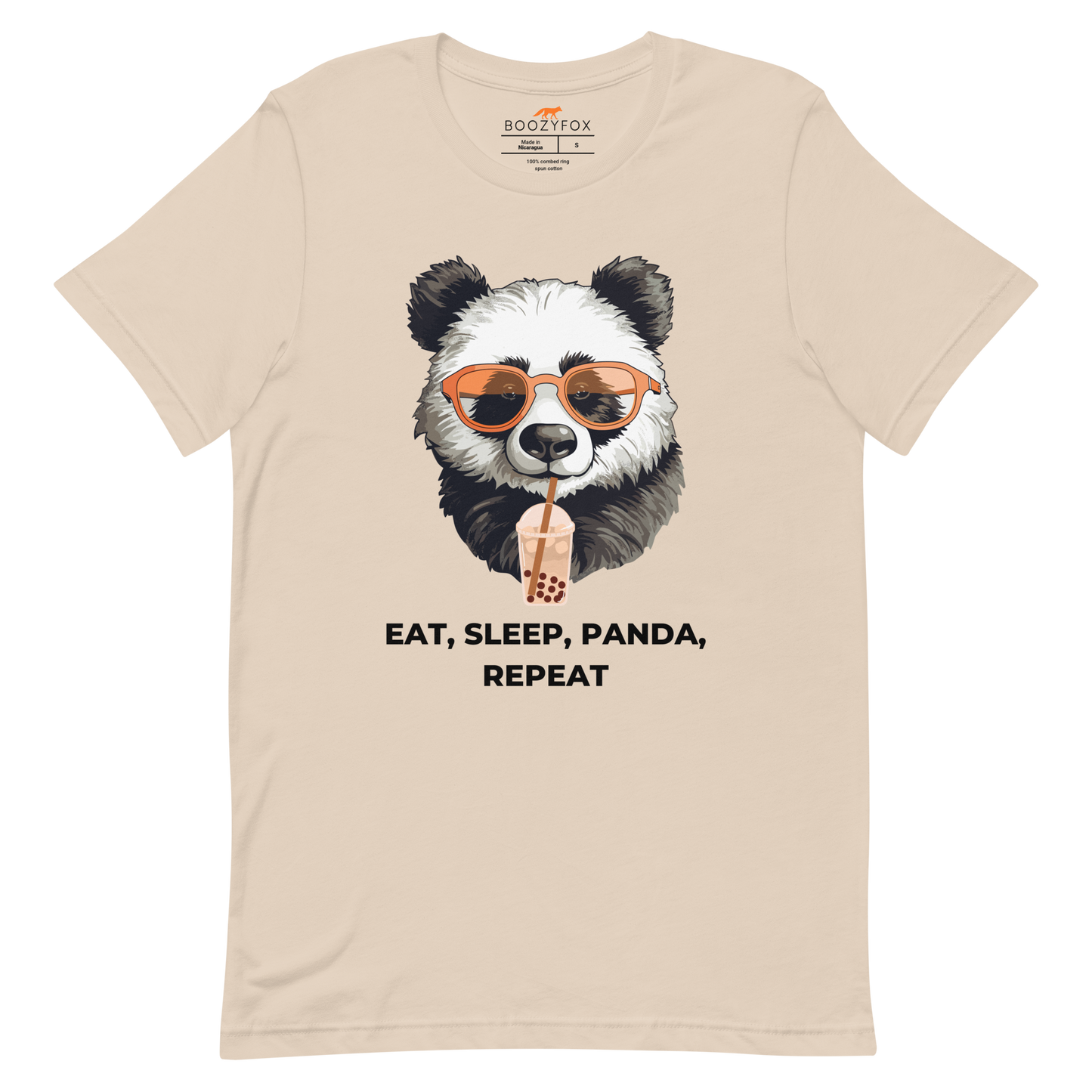 Soft Cream Premium Panda Tee featuring an adorable Eat, Sleep, Panda, Repeat graphic on the chest - Funny Graphic Panda Tees - Boozy Fox
