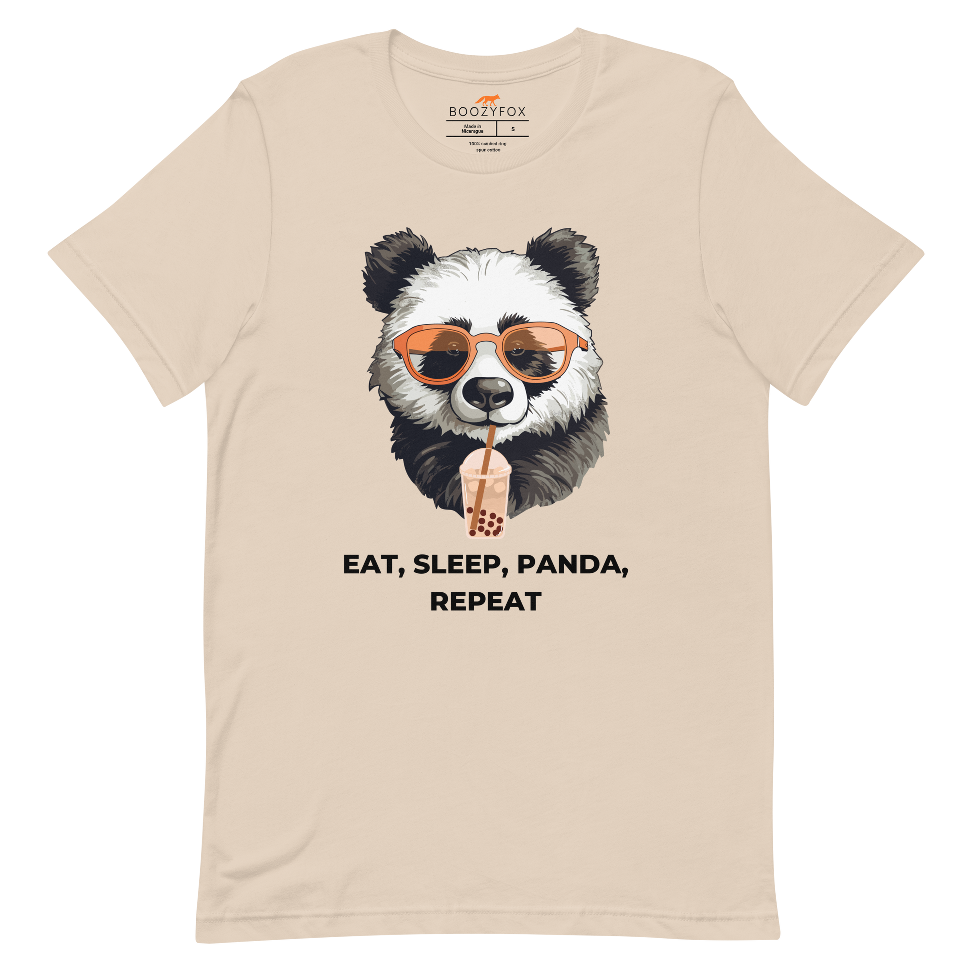 Soft Cream Premium Panda Tee featuring an adorable Eat, Sleep, Panda, Repeat graphic on the chest - Funny Graphic Panda Tees - Boozy Fox