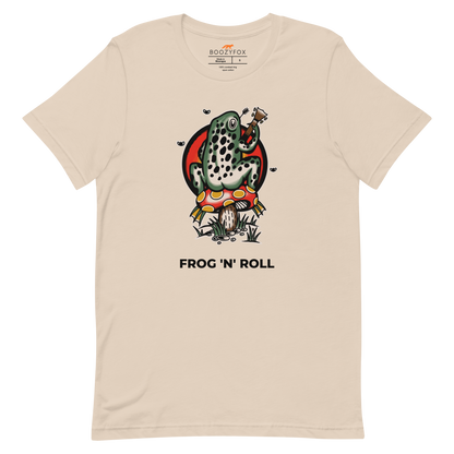 Soft Cream Premium Frog Tee featuring a funny Frog 'n' Roll graphic on the chest - Funny Graphic Frog Tees - Boozy Fox