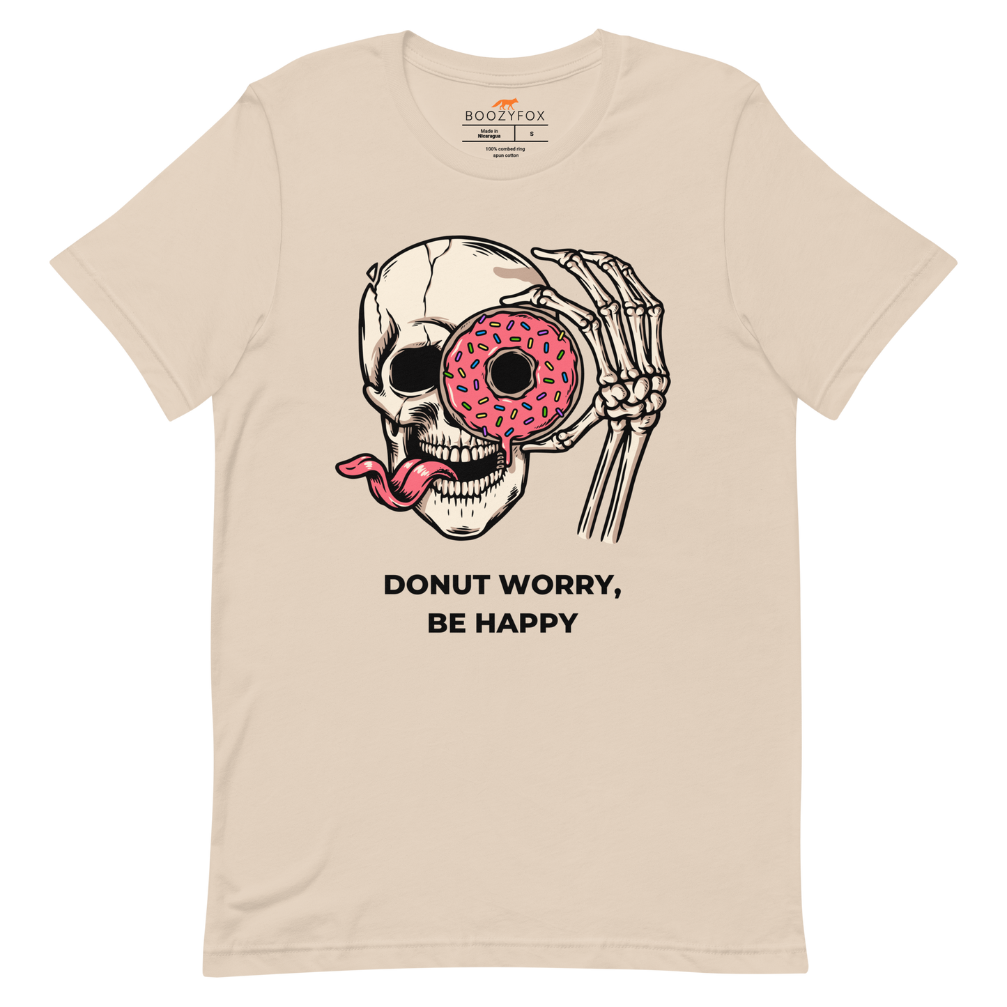 Donut Worry Be Happy Tee Online - Soft Cream - Boozy Fox