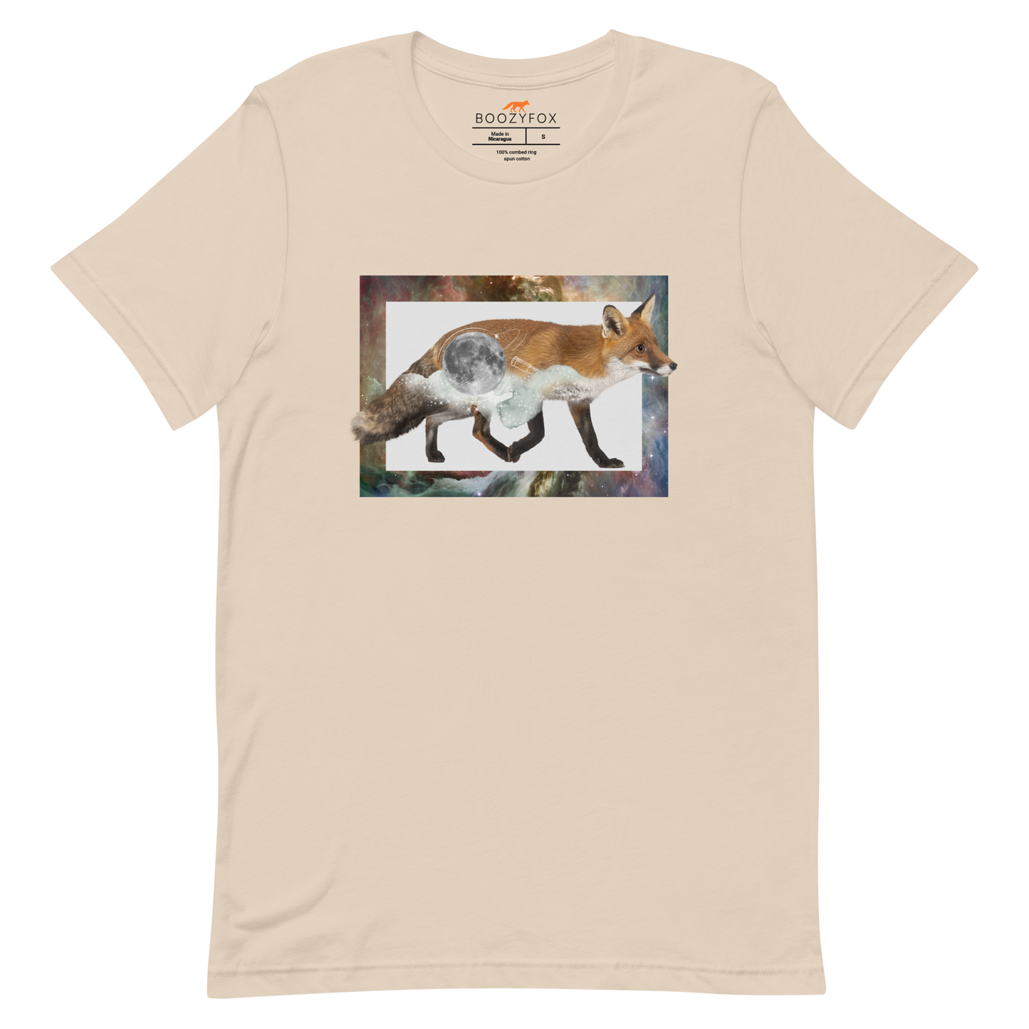 Soft Cream Premium Fox T-Shirt featuring a stellar Space Fox graphic on the chest - Cool Graphic Fox Tees - Boozy Fox