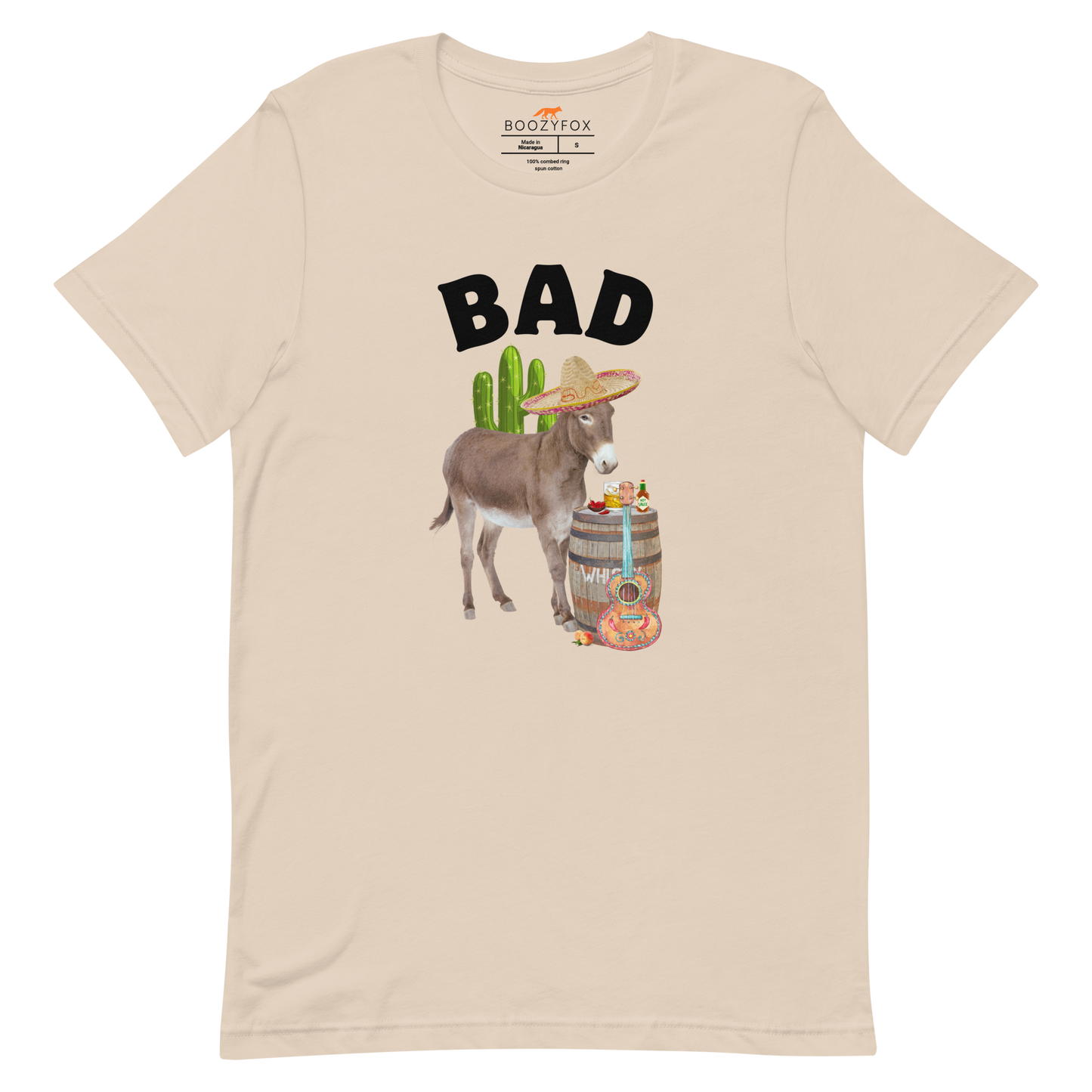 Soft Cream Premium Donkey Tee featuring a Funny Bad Ass Donkey graphic on the chest - Funny Graphic Bad Ass Donkey Tees - Boozy Fox