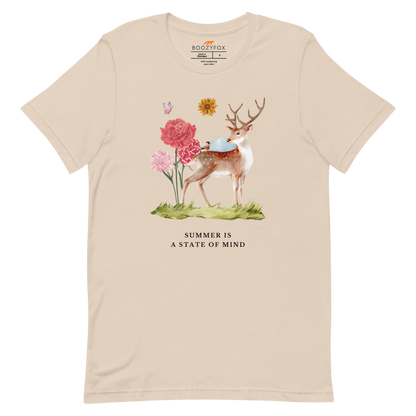 Soft Cream Premium Summer Is a State of Mind Tee featuring a Summer Is a State of Mind graphic on the chest - Cute Graphic Summer Tees - Boozy Fox