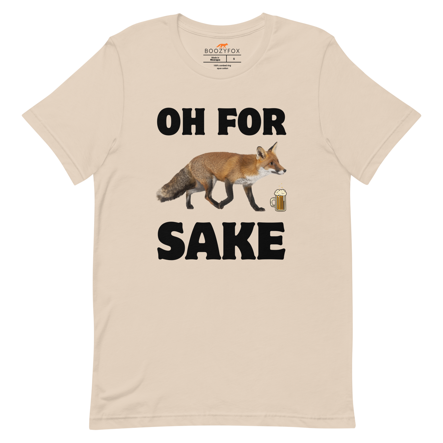 Soft Cream Premium Fox T-Shirt featuring a Oh For Fox Sake graphic on the chest - Funny Graphic Fox Tees - Boozy Fox