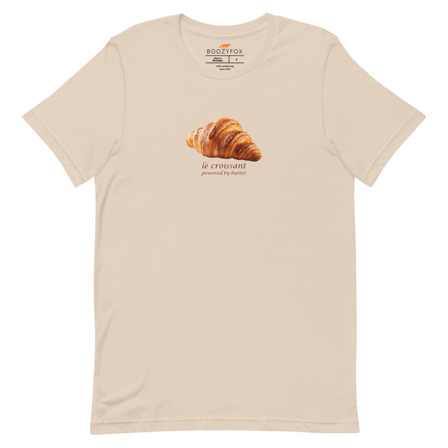 Funny Le Croissant lightweight graphic tee in soft cream by Boozy Fox