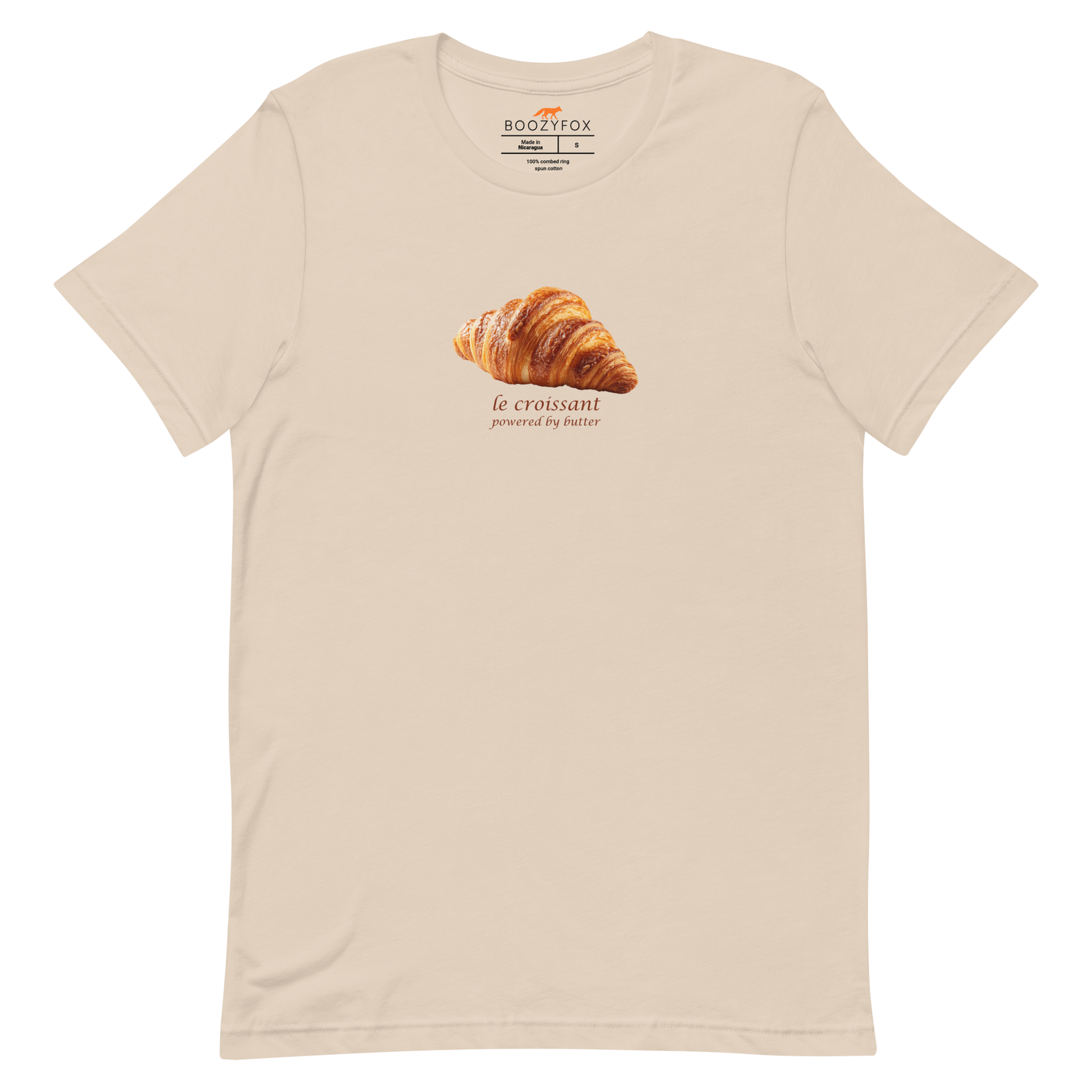 Funny Le Croissant lightweight graphic tee in soft cream by Boozy Fox